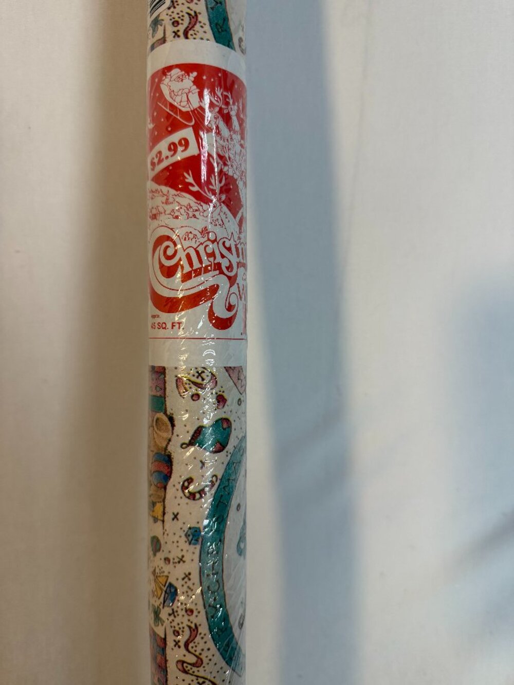 Christmas Wrapping Paper Roll NOS Sealed Teddy Bear Retro Gift Wrap 45 Sq Vtg